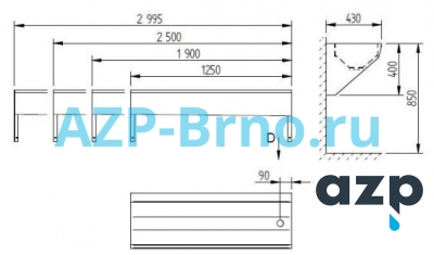 Мойка желоб подвесная AUL 05 AZP Brno Чехия (фото, схема) Мойка желоб подвесная AUL 05 AZP Brno Чехия (фото, схема)
