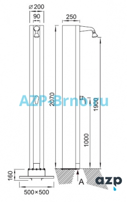 Солнечная душевая колонна SPS 03 AZP Brno Чехия (фото, схема)