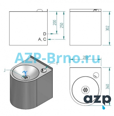 Настенный питьевой фонтанчик с сенсором AFO 01.Y AZP Brno Чехия (фото, схема) Настенный питьевой фонтанчик с сенсором AFO 01.Y AZP Brno Чехия (фото, схема)